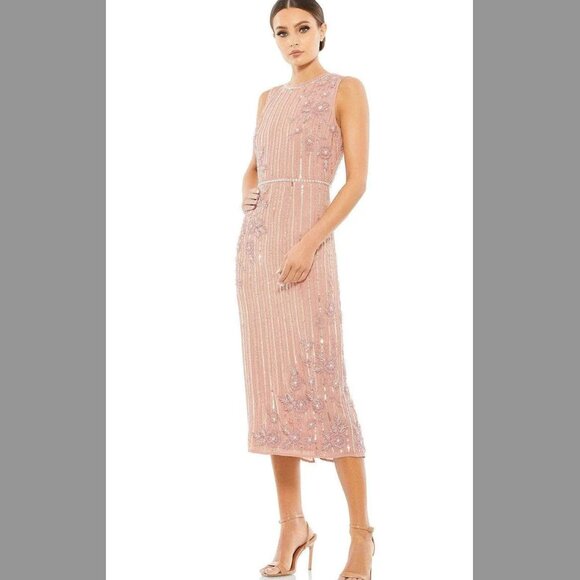 Mac Duggal Rose Sequin Midi Dress - 4 - NWT - Picture 1 of 11